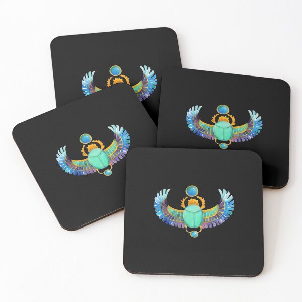 Item preview, Watercolor Winged Scarab Beetle - Ancient Egyptian Turquoise Amulet designed and sold by GulfSignature.