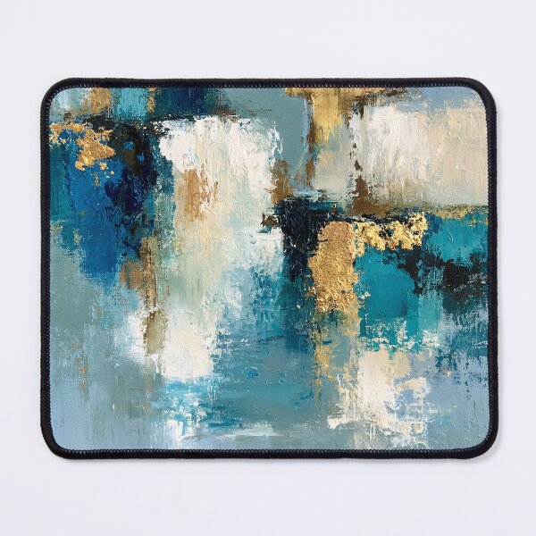 Item preview, Abstract Textured Blue Palette No. 05 - Golden Teal & Blue Abstract Impasto designed and sold by SlowRegardArt.