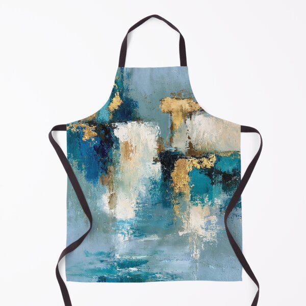 Item preview, Abstract Textured Blue Palette No. 05 - Golden Teal & Blue Abstract Impasto designed and sold by SlowRegardArt.