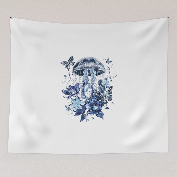 Item preview, Ethereal Jellyfish Blue Floral Butterfly Design designed and sold by FAGMAVisuals.