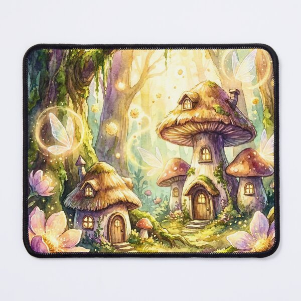 Item preview, Enchanted Mushroom Cottage Fairy Forest designed and sold by Petal & Pattern Co.