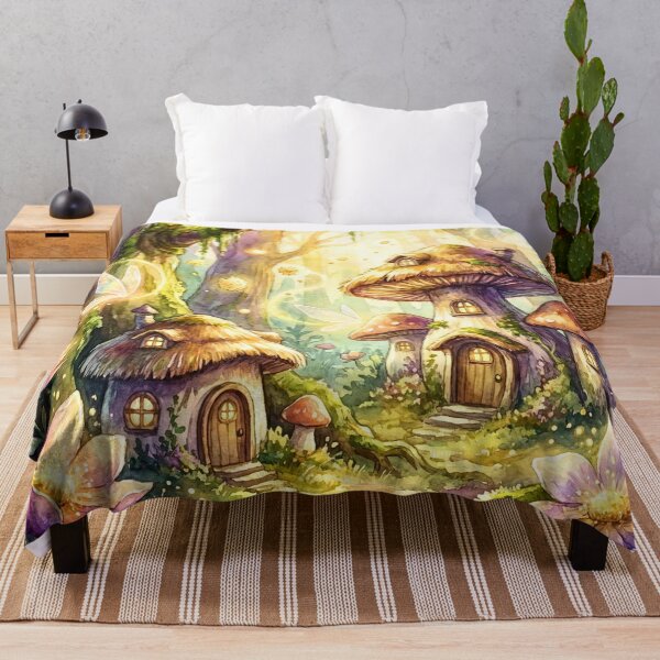 Item preview, Enchanted Mushroom Cottage Fairy Forest designed and sold by Petal & Pattern Co.
