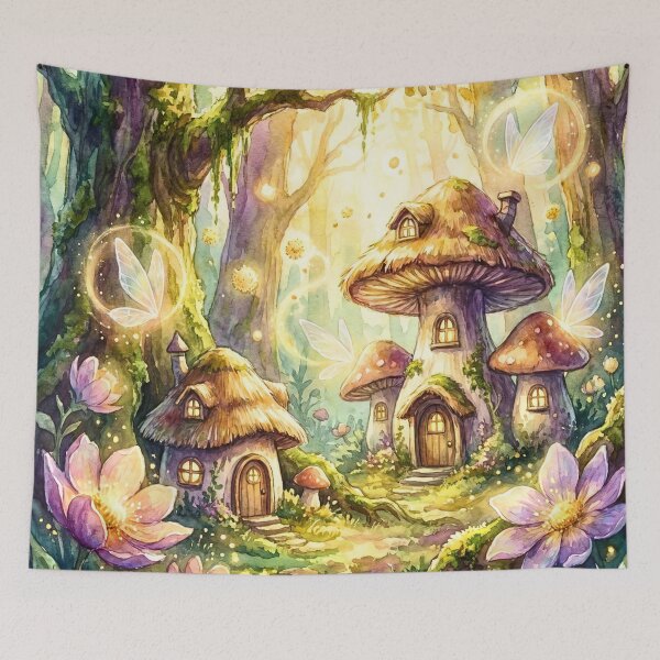 Item preview, Enchanted Mushroom Cottage Fairy Forest designed and sold by Storybook Botanica.