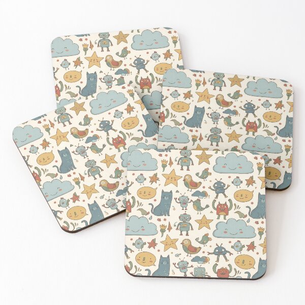 Item preview, Stars Sun Flower Cat Dog Clouds Coffee Design designed and sold by ART ATTACK ZONE.