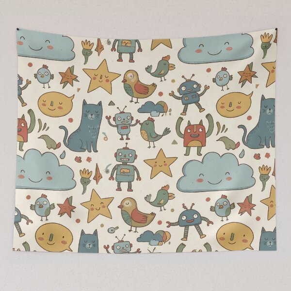 Item preview, Stars Sun Flower Cat Dog Clouds Coffee Design designed and sold by ART ATTACK ZONE.
