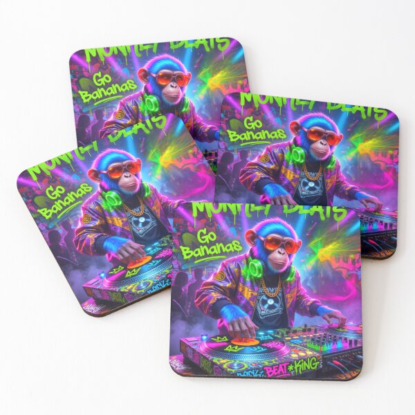 Item preview, Monkey Beats Go Bananas | Neon DJ Monkey Graffiti Party Art designed and sold by bewitchedcuties.