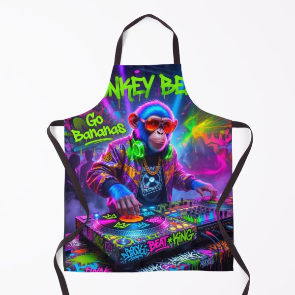 Item preview, Monkey Beats Go Bananas | Neon DJ Monkey Graffiti Party Art designed and sold by bewitchedcuties.