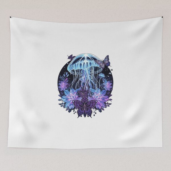 Item preview, Neon Jellyfish Purple Butterfly Dark Floral designed and sold by FAGMAVisuals.