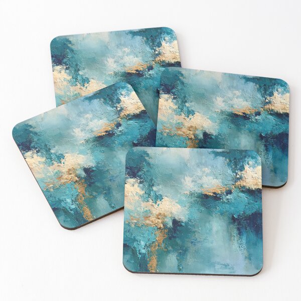 Item preview, Abstract Textured Blue Palette No. 06 - Stormy Teal & Gold Abstract Expression designed and sold by SlowRegardArt.