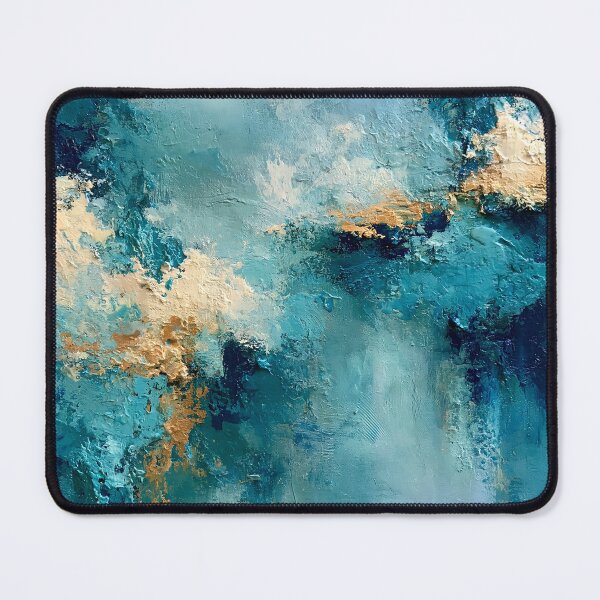 Item preview, Abstract Textured Blue Palette No. 06 - Stormy Teal & Gold Abstract Expression designed and sold by SlowRegardArt.