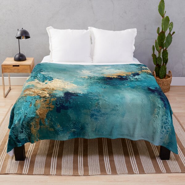 Item preview, Abstract Textured Blue Palette No. 06 - Stormy Teal & Gold Abstract Expression designed and sold by SlowRegardArt.