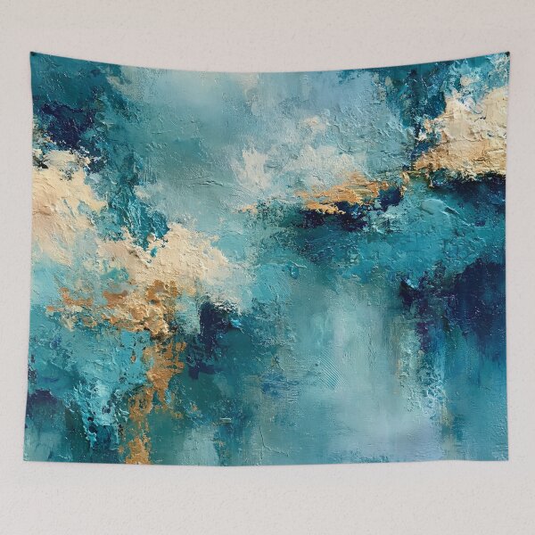 Item preview, Abstract Textured Blue Palette No. 06 - Stormy Teal & Gold Abstract Expression designed and sold by SlowRegardArt.