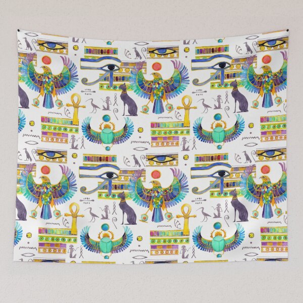 Item preview, Ancient Egyptian Hieroglyphs Wall - Retro Papyrus Gods Pattern designed and sold by GulfSignature.