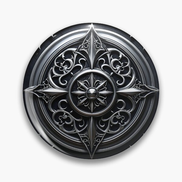 Item preview, Gothic Silver Ornate Compass Rose Metallic Relief designed and sold by CuteSlothWorld.