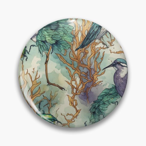 Item preview,  Mystical Coastal Wetlands Sandpipers and Emerald Jewel Beetles Pattern designed and sold by dcohea.