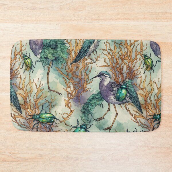 Item preview,  Mystical Coastal Wetlands Sandpipers and Emerald Jewel Beetles Pattern designed and sold by dcohea.