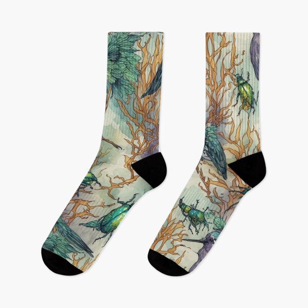 Item preview,  Mystical Coastal Wetlands Sandpipers and Emerald Jewel Beetles Pattern designed and sold by dcohea.
