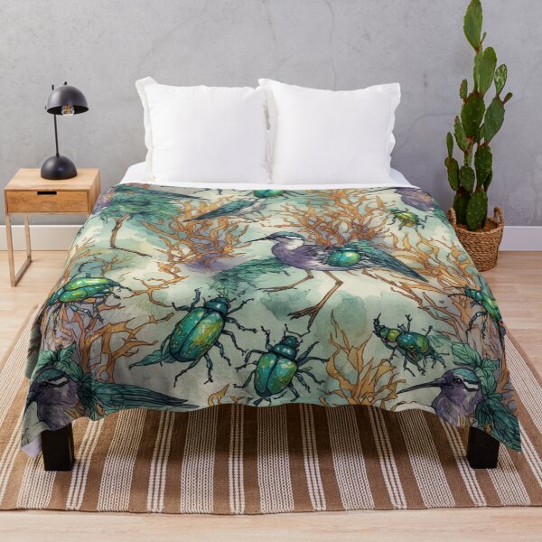 Item preview,  Mystical Coastal Wetlands Sandpipers and Emerald Jewel Beetles Pattern designed and sold by dcohea.