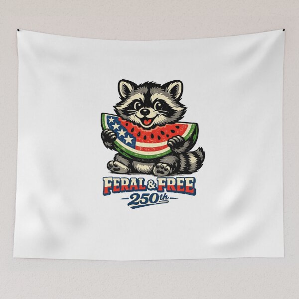 Item preview, Feral and Free 250th Patriotic Raccoon America designed and sold by ShopVelona.