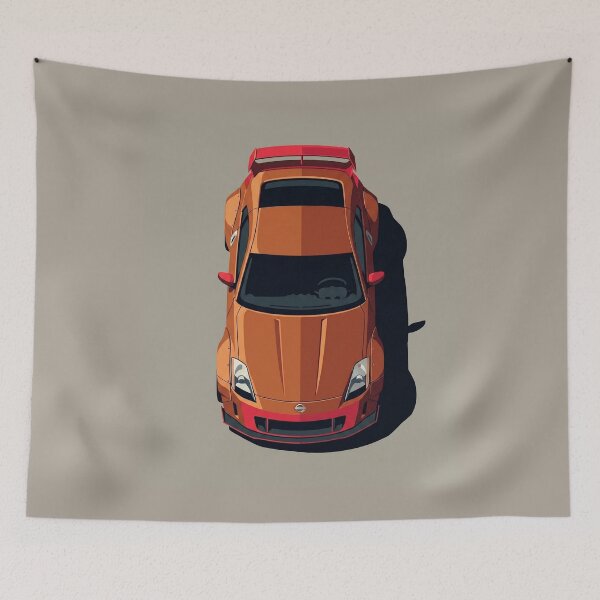 Item preview, Nissan 350Z Widebody Orange JDM Top View Vector Illustration designed and sold by Motorline44.