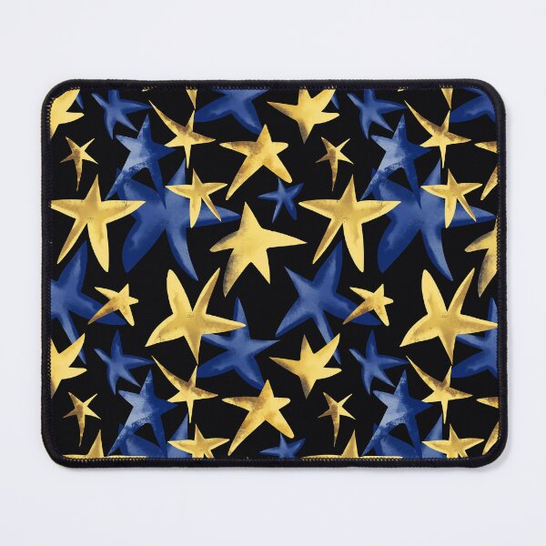 Item preview, Yellow And Blue Scattered Stars Festival Pattern On Black designed and sold by DEC02.