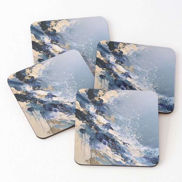 Item preview, Abstract Textured Blue Palette No. 08 - Dynamic Blue & Gold Motion Impasto designed and sold by SlowRegardArt.