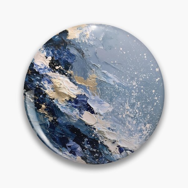 Item preview, Abstract Textured Blue Palette No. 08 - Dynamic Blue & Gold Motion Impasto designed and sold by SlowRegardArt.