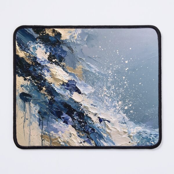 Item preview, Abstract Textured Blue Palette No. 08 - Dynamic Blue & Gold Motion Impasto designed and sold by SlowRegardArt.
