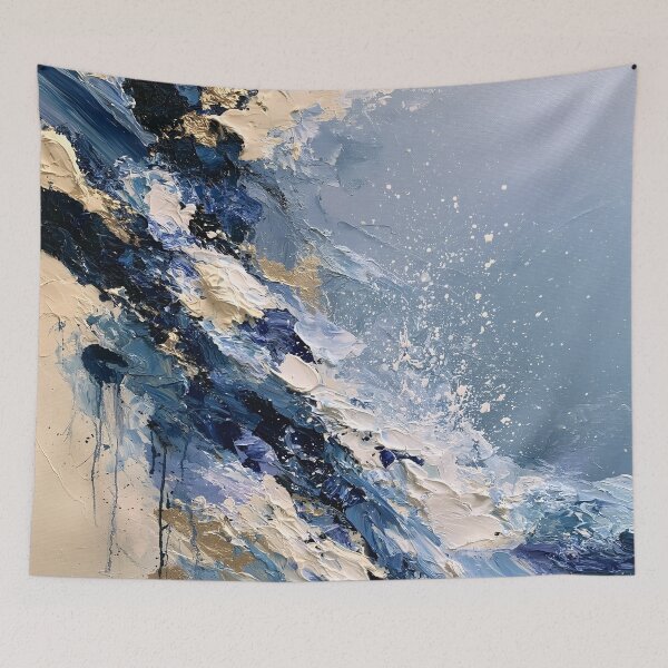 Item preview, Abstract Textured Blue Palette No. 08 - Dynamic Blue & Gold Motion Impasto designed and sold by SlowRegardArt.