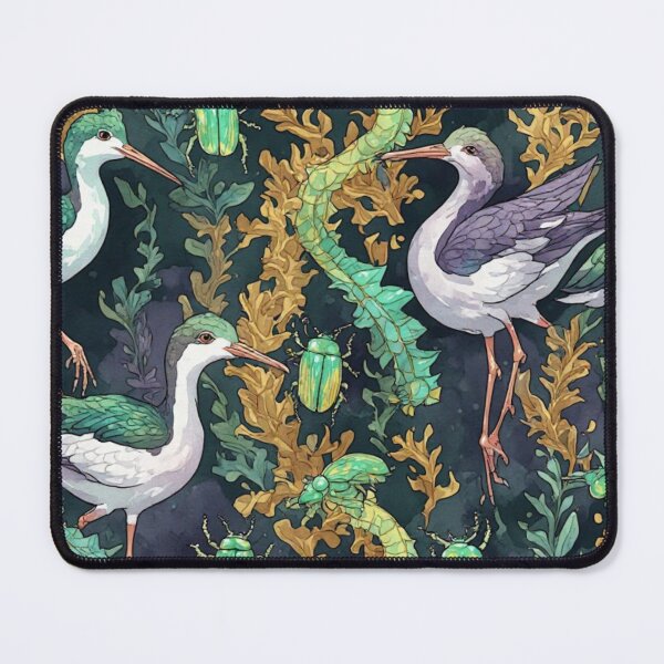 Item preview, Mystical Coastal Wetlands Sandpipers and Emerald Jewel Beetles Pattern designed and sold by dcohea.