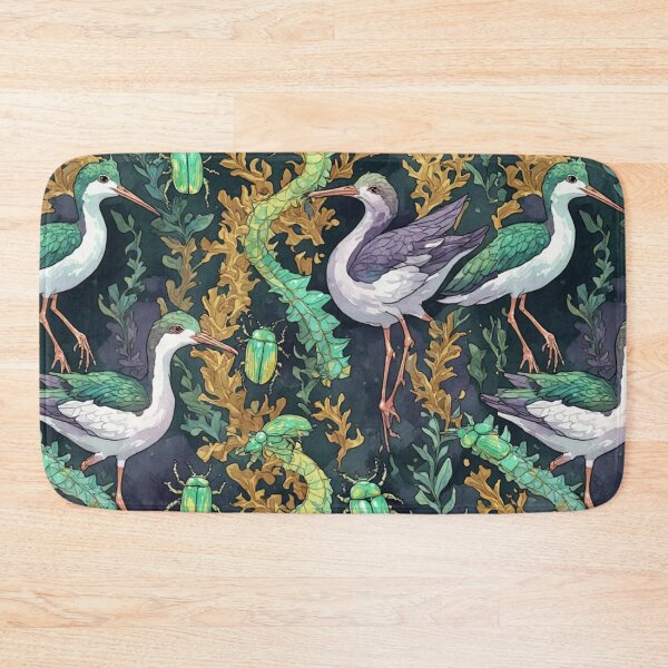 Item preview, Mystical Coastal Wetlands Sandpipers and Emerald Jewel Beetles Pattern designed and sold by dcohea.