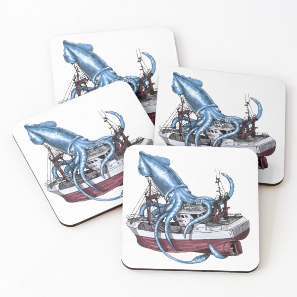 Item preview, Kraken Attacking Fishing Boat Blue designed and sold by Kelsey Worth.