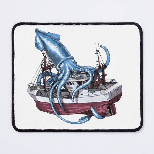 Item preview, Kraken Attacking Fishing Boat Blue designed and sold by Kelsey Worth.