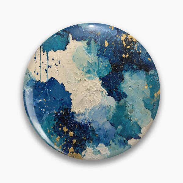 Item preview, Abstract Textured Blue Palette No. 09 - Blooming Blue & Gold Organic Forms Description: designed and sold by SlowRegardArt.