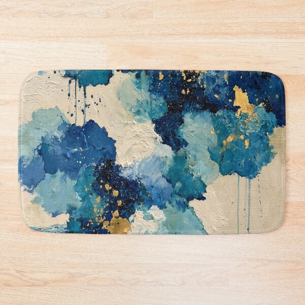 Item preview, Abstract Textured Blue Palette No. 09 - Blooming Blue & Gold Organic Forms Description: designed and sold by SlowRegardArt.