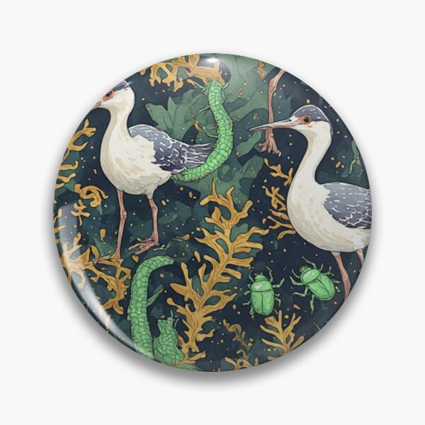 Item preview, Mystical Coastal Wetlands Sandpipers and Emerald Jewel Beetles Pattern designed and sold by dcohea.