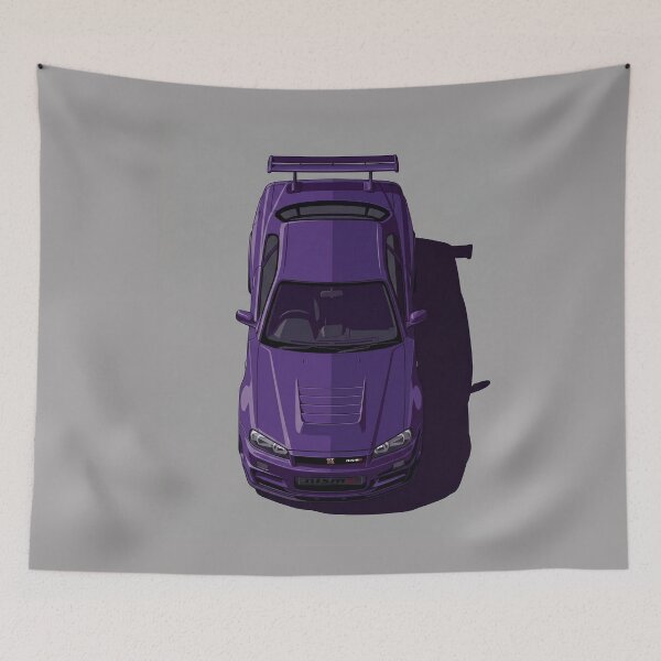 Item preview, Classic Nissan GT-R R34 Skyline JDM Top View Vector Illustration designed and sold by Motorline44.