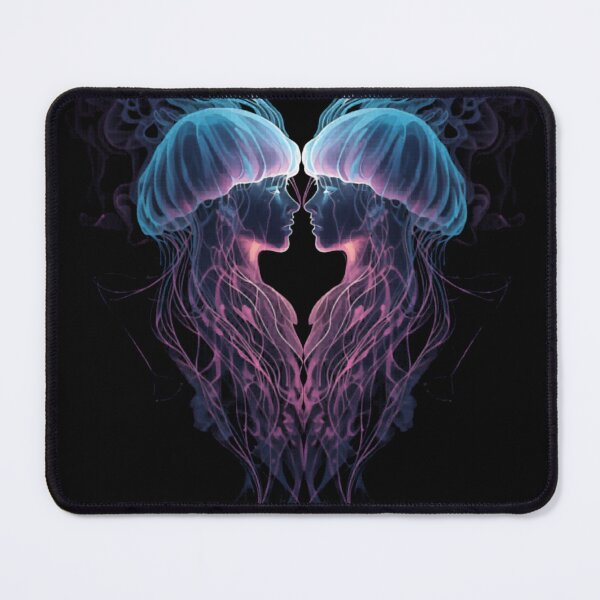 Item preview, Twin Jellyfish Lovers Glowing Symmetry Dark Art designed and sold by FAGMAVisuals.