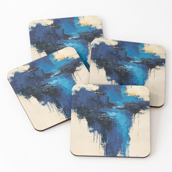Item preview, Abstract Textured Blue Palette No. 10 - Cascading Deep Blue Impasto Drips designed and sold by SlowRegardArt.