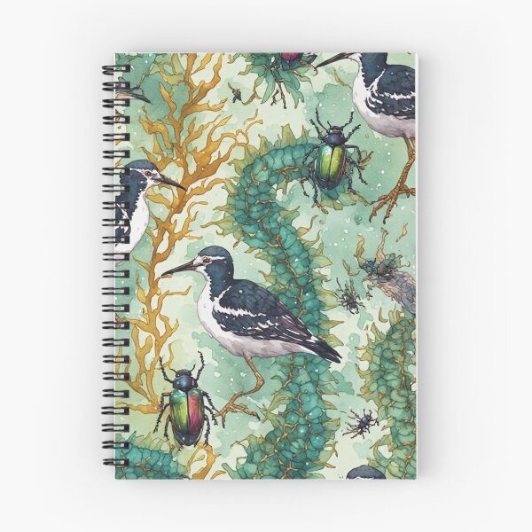Item preview, Mystical Coastal Wetlands Sandpipers and Emerald Jewel Beetles Pattern designed and sold by dcohea.