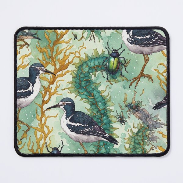 Item preview, Mystical Coastal Wetlands Sandpipers and Emerald Jewel Beetles Pattern designed and sold by dcohea.