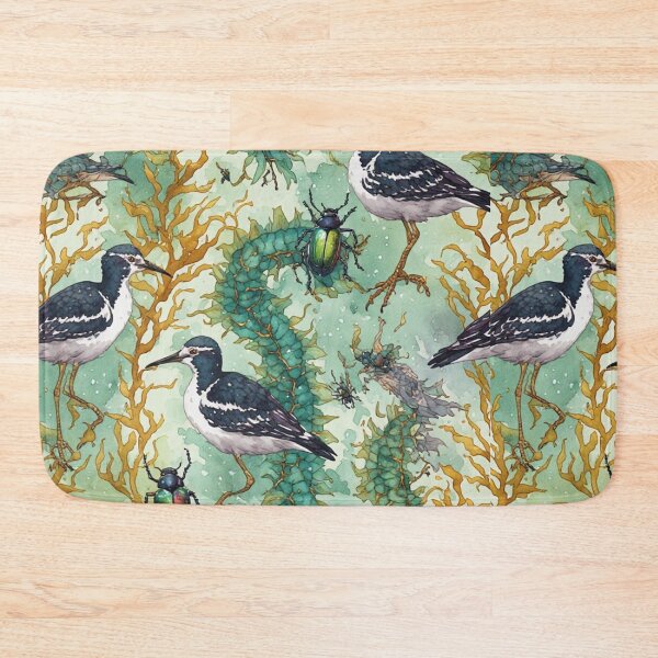 Item preview, Mystical Coastal Wetlands Sandpipers and Emerald Jewel Beetles Pattern designed and sold by dcohea.