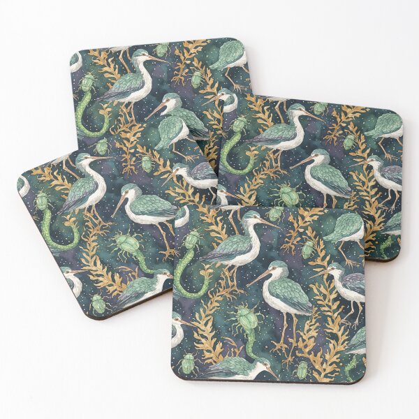 Item preview, Mystical Coastal Wetlands Sandpipers and Emerald Jewel Beetles Pattern designed and sold by dcohea.