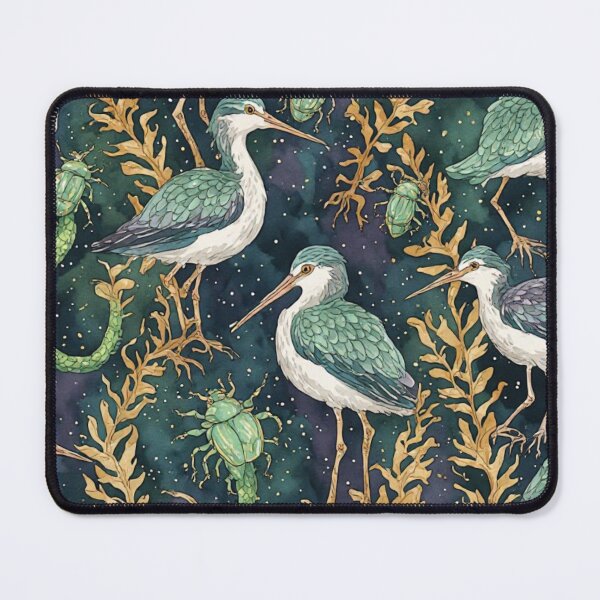 Item preview, Mystical Coastal Wetlands Sandpipers and Emerald Jewel Beetles Pattern designed and sold by dcohea.