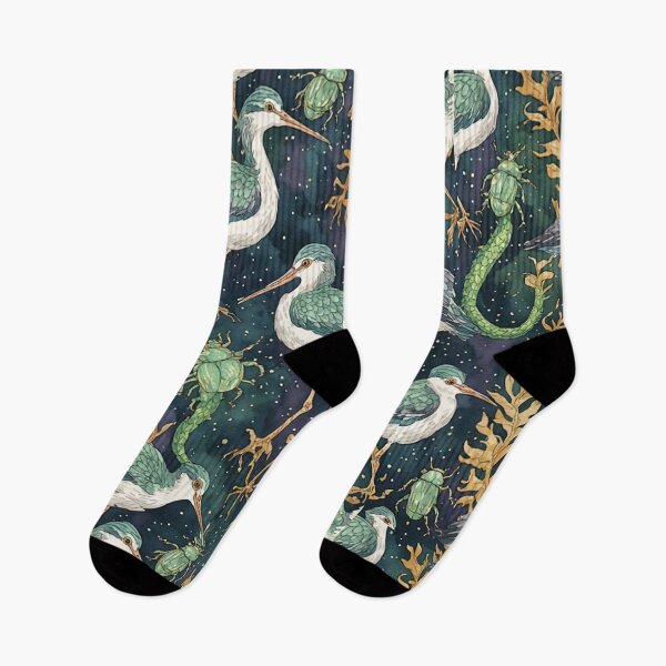 Item preview, Mystical Coastal Wetlands Sandpipers and Emerald Jewel Beetles Pattern designed and sold by dcohea.