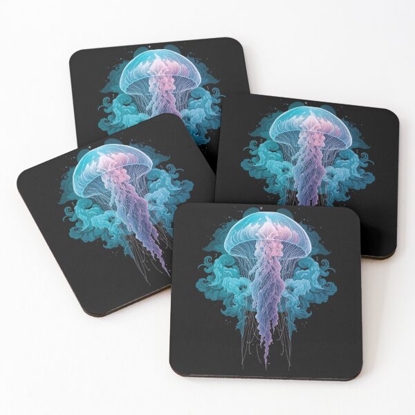 Item preview, Glowing Jellyfish Ocean Waves Dark Fantasy Art designed and sold by FAGMAVisuals.