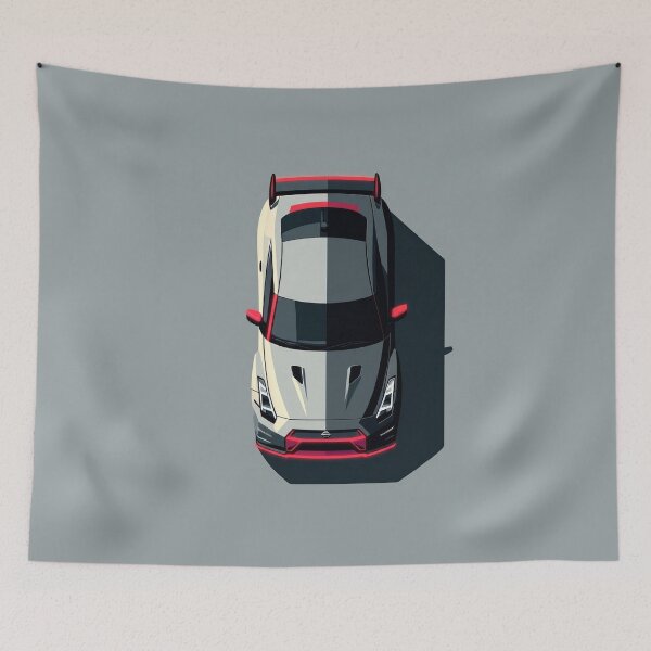 Item preview, Nissan GTR R35 Neon Red JDM Top View Vector Illustration designed and sold by Motorline44.
