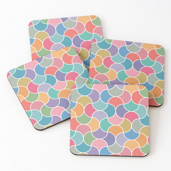 Item preview, Scallop Harmony Retro Geometric Pattern in Pastel Rainbow Tones designed and sold by melanie4816.