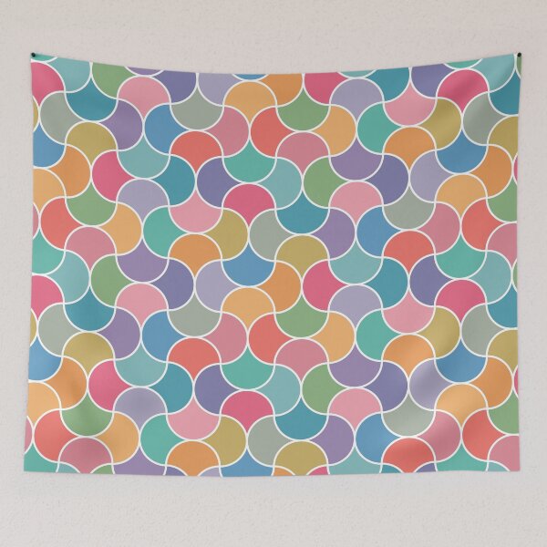 Item preview, Scallop Harmony Retro Geometric Pattern in Pastel Rainbow Tones designed and sold by melanie4816.