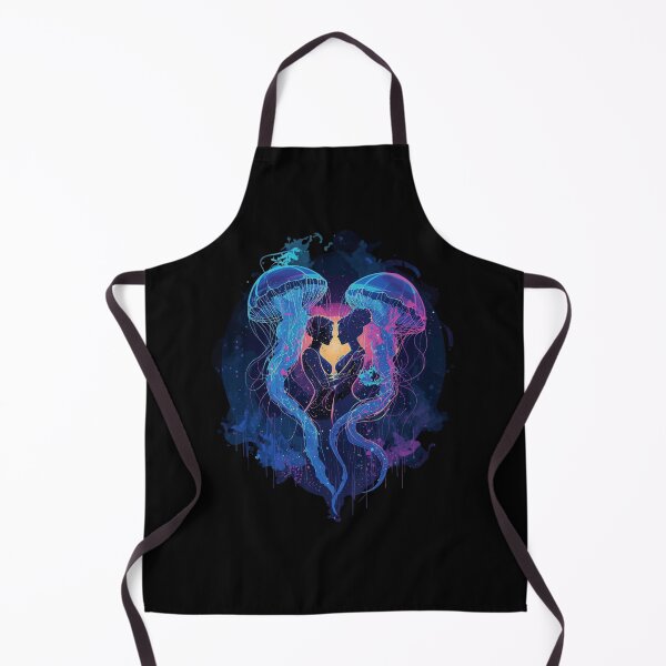 Item preview, Jellyfish Couple Neon Watercolor Dark Romance Art designed and sold by FAGMAVisuals.